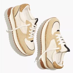 Madewell Kickoff Trainer Sneakers in Leather and Spot Dot Calf Hair